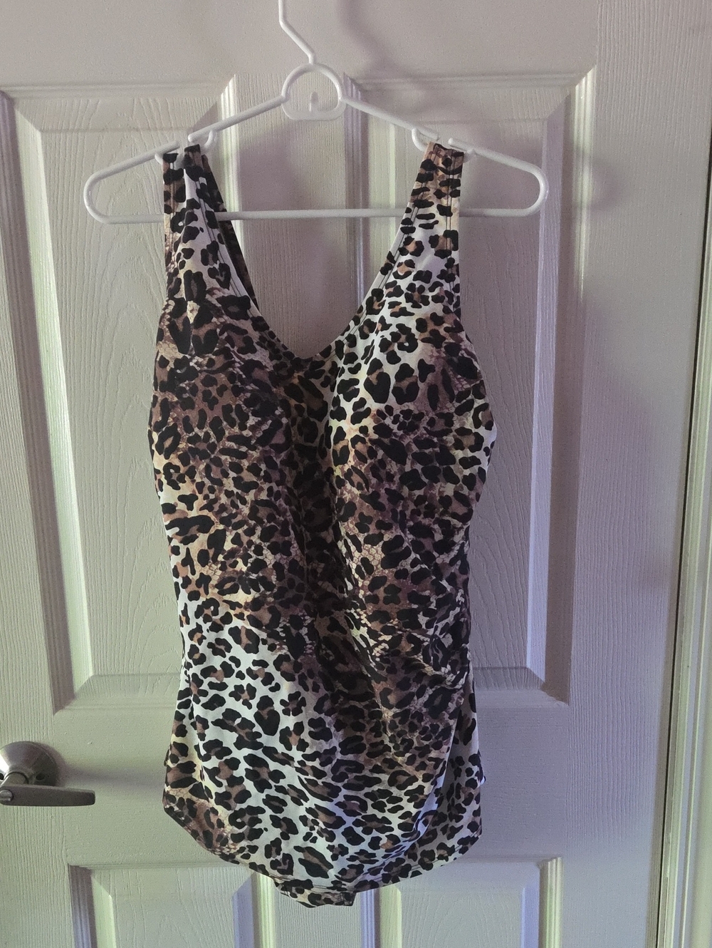 Swimsuits For All Leopard Print Sarong Front Swimsuit